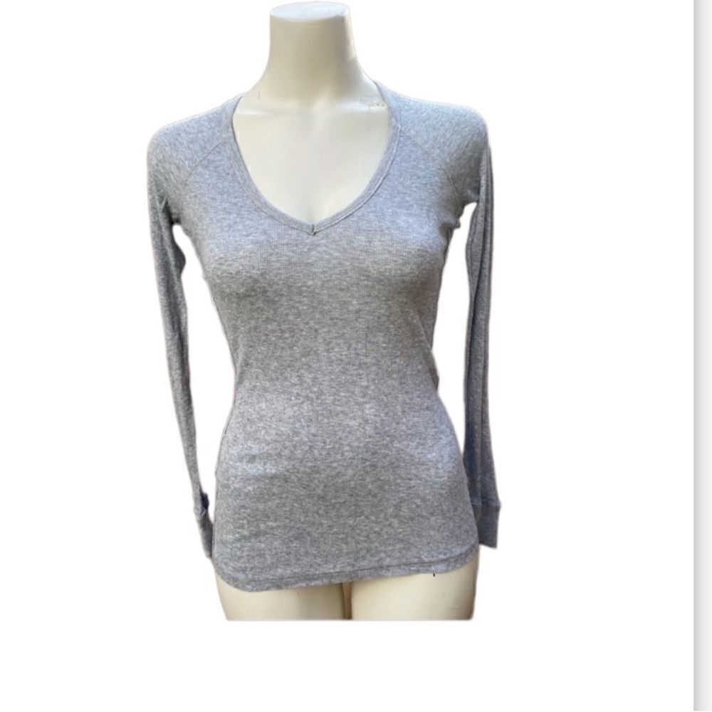 Joie gray fitted long sleeve ribbed top size xs